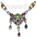 wholesale gemstone studded silver necklace