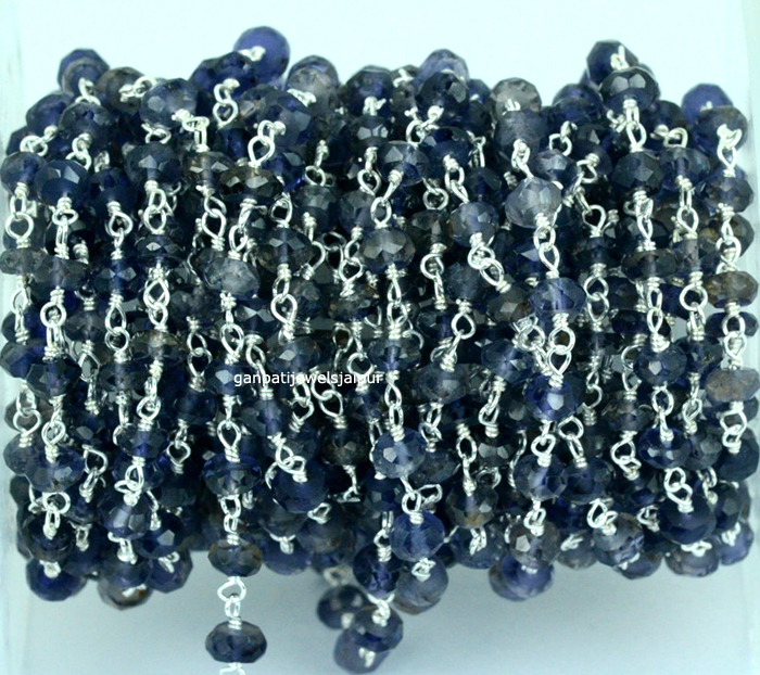 Iolite Gemstone Briolette Earrings Sterling Silver Wire Wrapped Jewelry