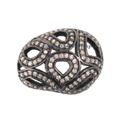 Buy Silver Pave Diamond Beads with Poli Diamond- 15.50x13.00mm for Women